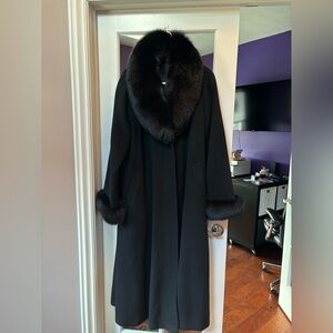 Full length Cashmere Coat with Fox Fur Collar